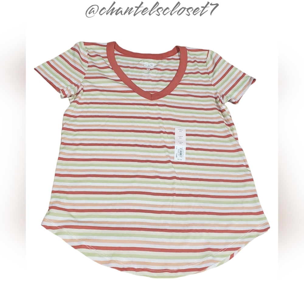 NWT!! SO Brand Striped T-Shirt - Pastel Colors - XS Size - V-Neck